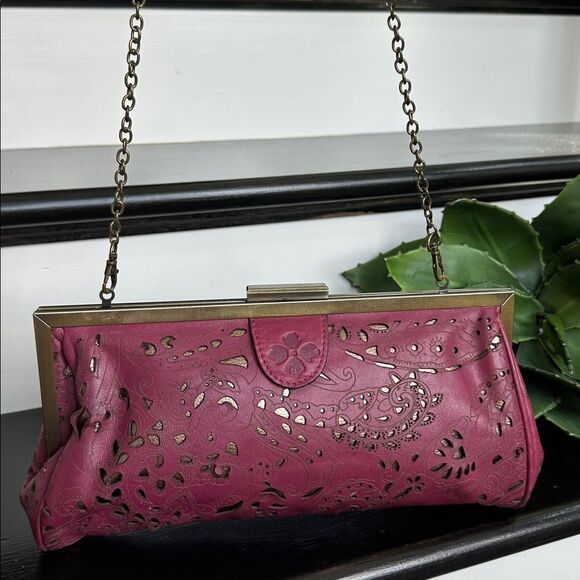 Patricia Nash Genuine Leather Cutout Shoulder Clutch Handbag Vintage-Inspired - Picture 6 of 9